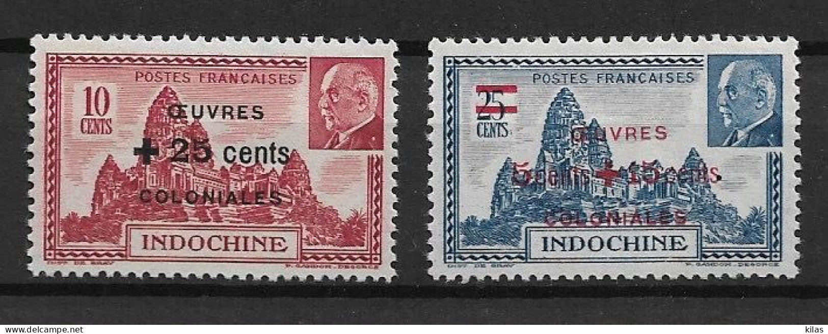 INDOCHINE 1944 Maréchal Pétain, Surchargés – Œuvres Coloniales MNH - 1944 Maréchal Pétain, Surchargés – Œuvres Coloniales