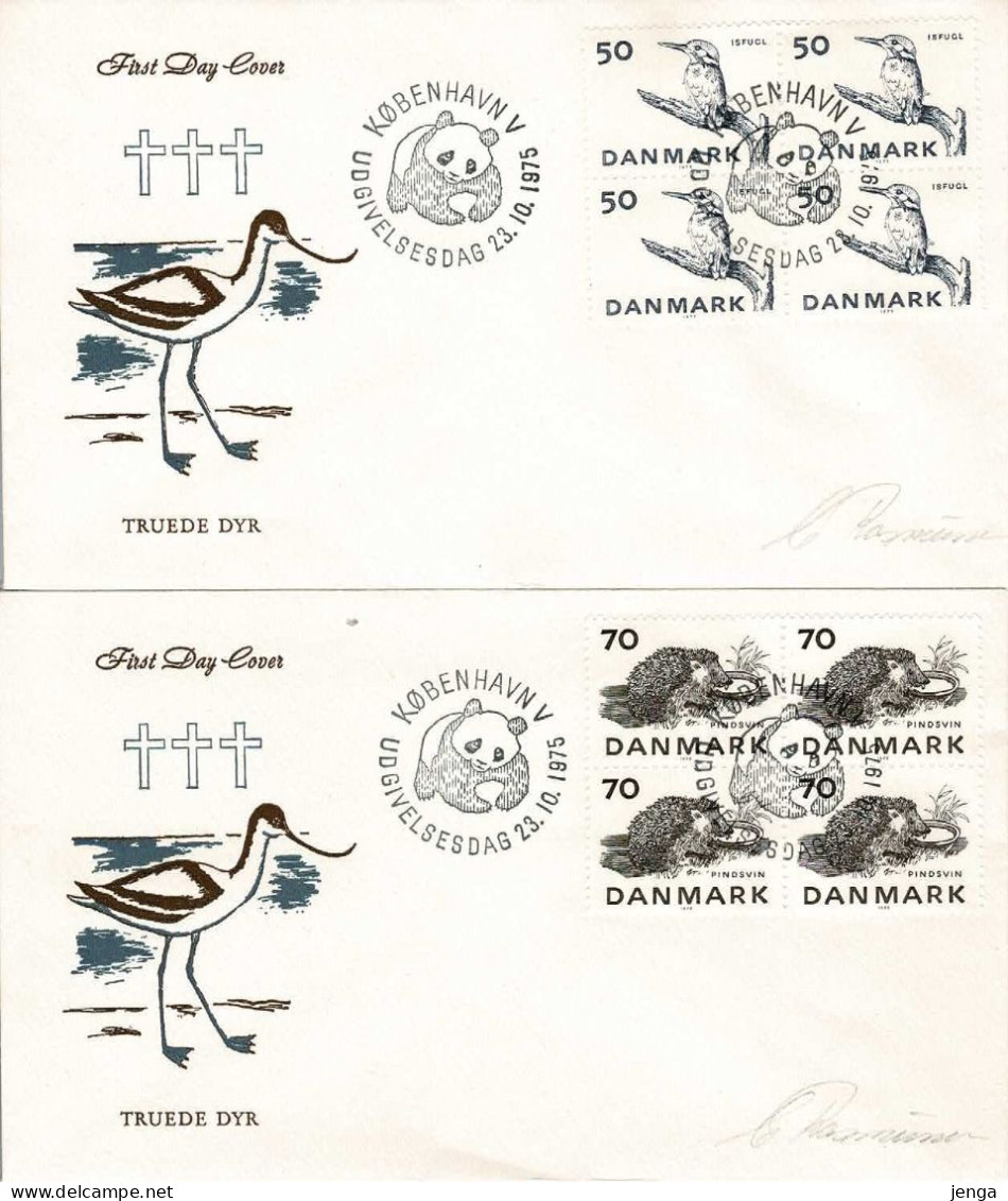 Denmark; 1975; Endangered Species; WWF.  4 FDC; Block Of 4 With Panda Postmark. - FDC