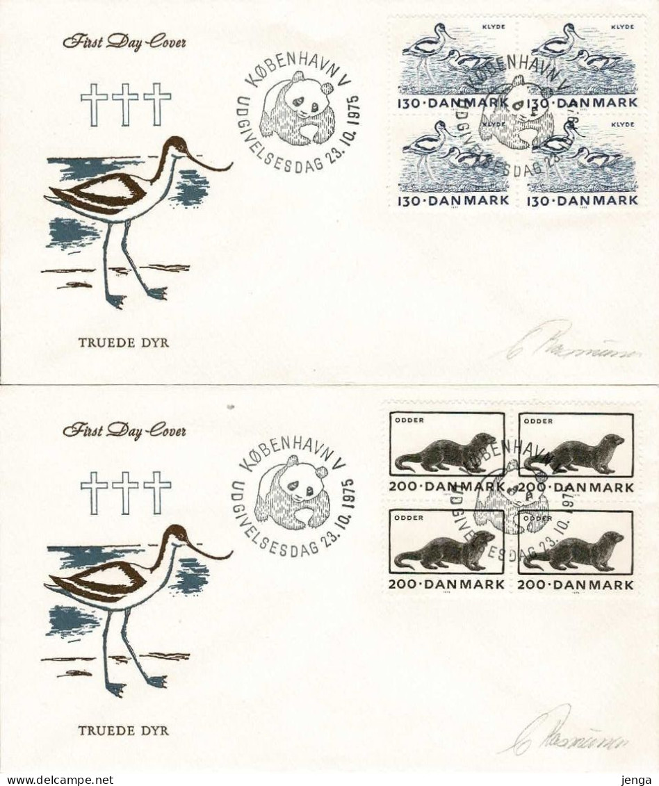 Denmark; 1975; Endangered Species; WWF.  4 FDC; Block Of 4 With Panda Postmark. - FDC