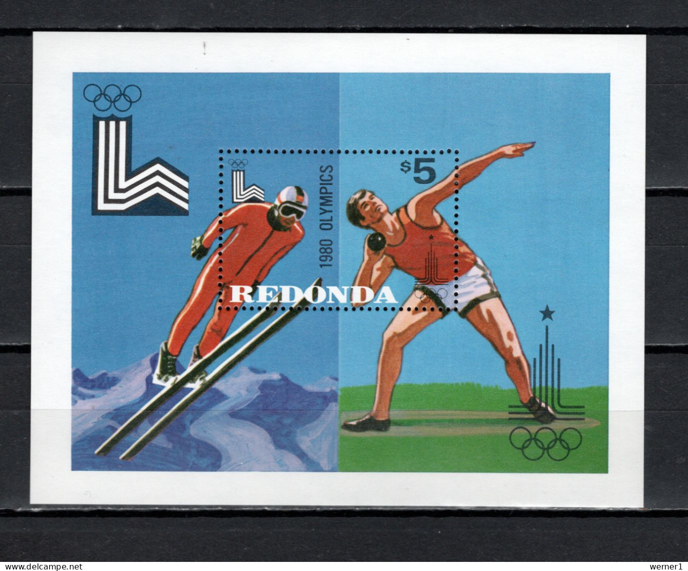 Redonda 1980 Olympic Games Moscow / Lake Placid S/s MNH - Ete 1980: Moscou