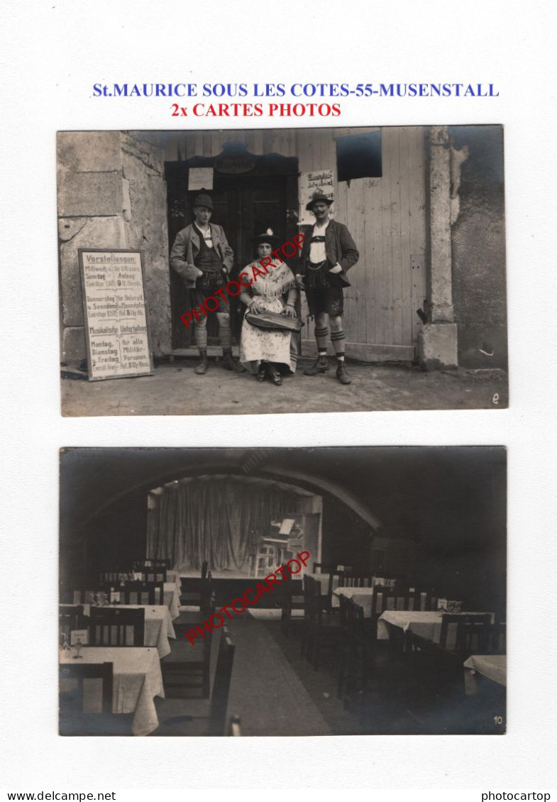 St MAURICE SOUS LES COTES-55-MUSENSTALL-Theatre-Foyer-2x CARTES PHOTOS Allemandes-GUERRE 14-18-1 WK-Militaria- - Sonstige & Ohne Zuordnung