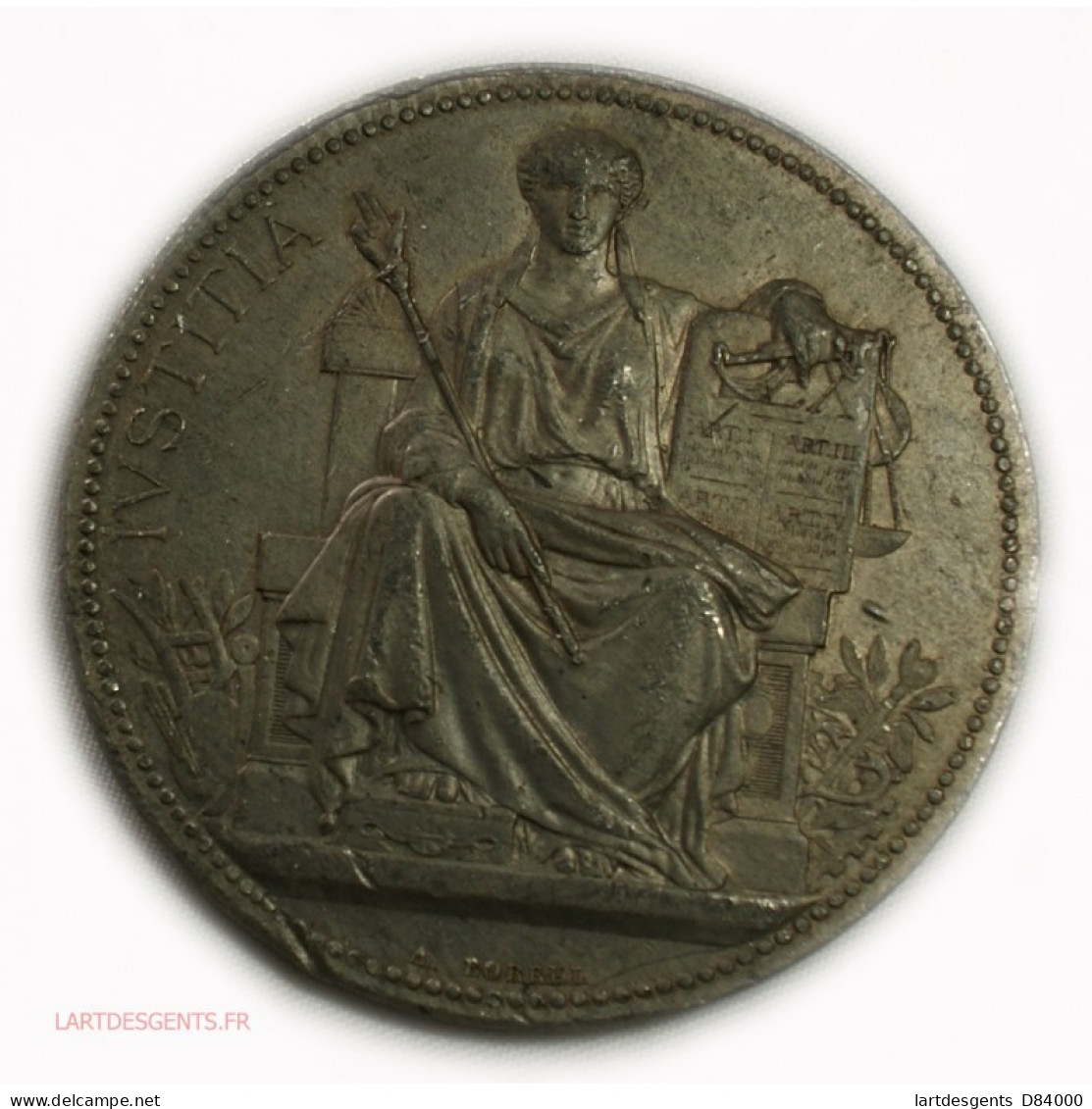 Rare Médaille Justice étain - Béziers 1892, Lartdesgents - Royaux / De Noblesse