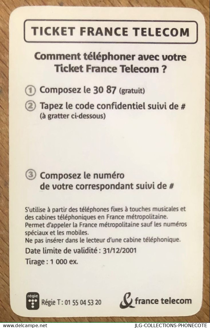 TICKET TÉLÉPHONE GOLFE MOR DINAN SPÉCIMEN PREPAID PREPAYÉE CALLING CARD NO TELECARTE PHONECOTE SCHEDA PHONE CARD - FT Tickets