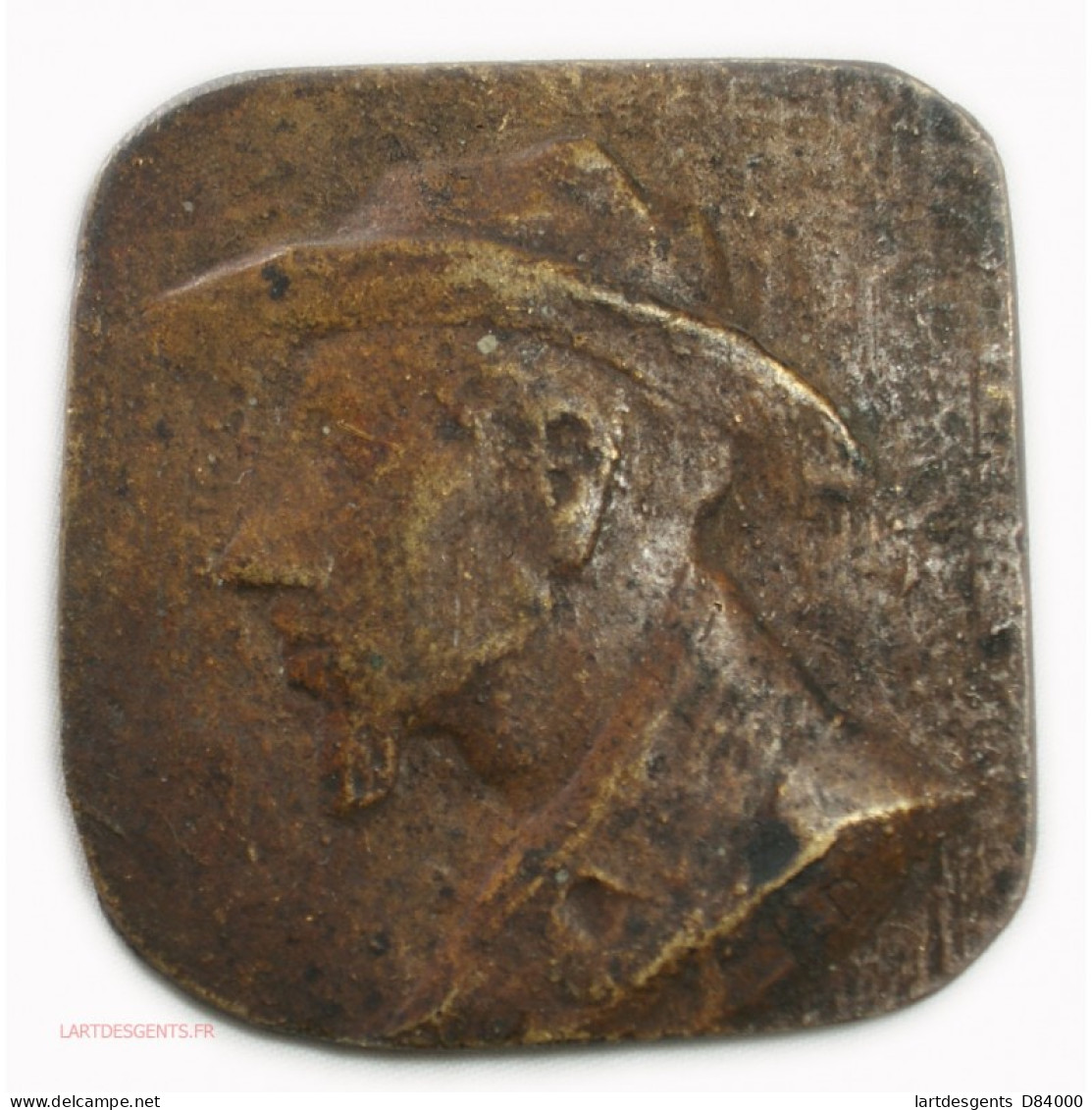 Médaille Plaque Uniface Fonte Viel Homme, Signé B.D - Adel