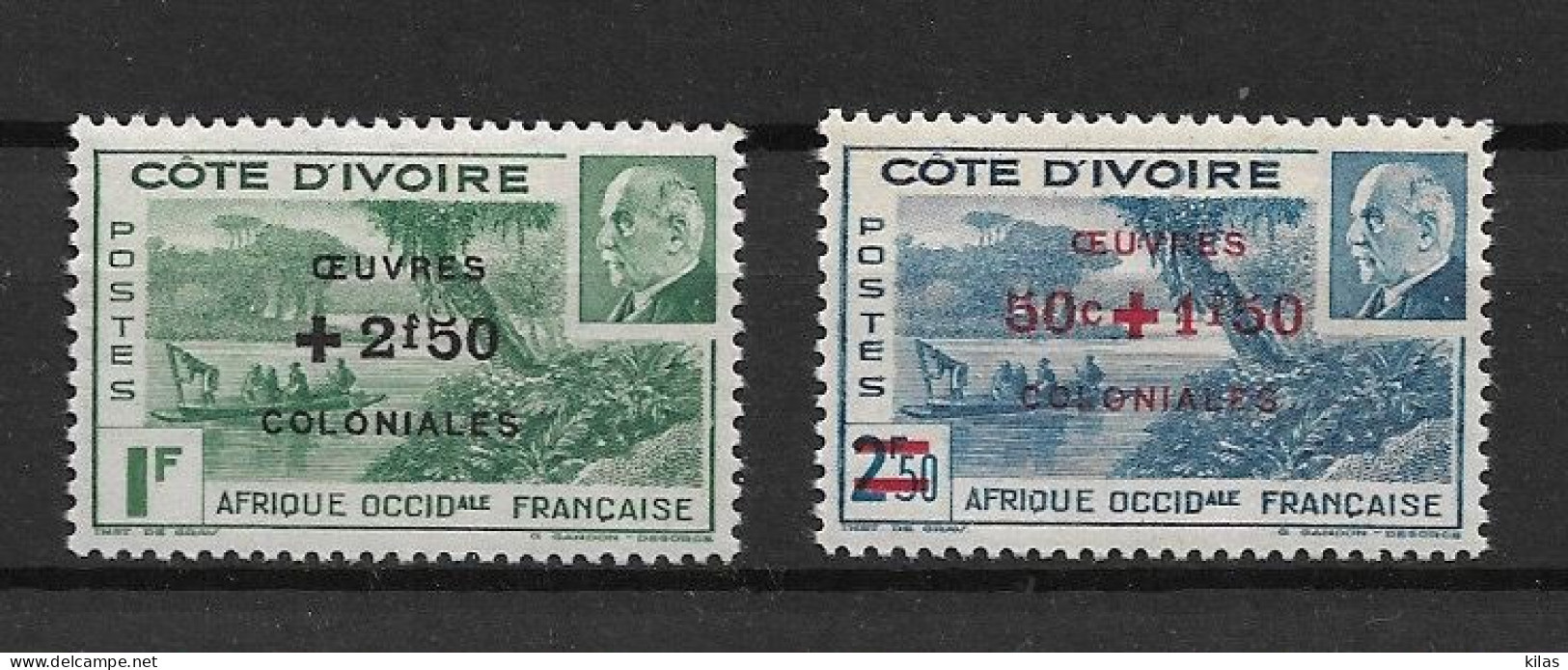 COTE D'IVOIRE 1944 Maréchal Pétain, Surchargés – Œuvres Coloniales MNH - 1944 Maréchal Pétain, Surchargés – Œuvres Coloniales