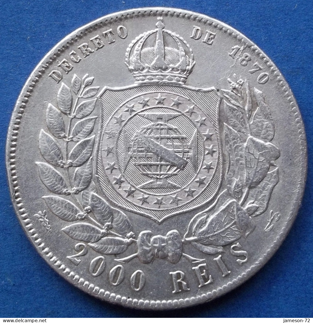 BRAZIL - Silver 2000 Reis 1889 KM# 485 Pedro II (1831-1889) - Edelweiss Coins - Brasile