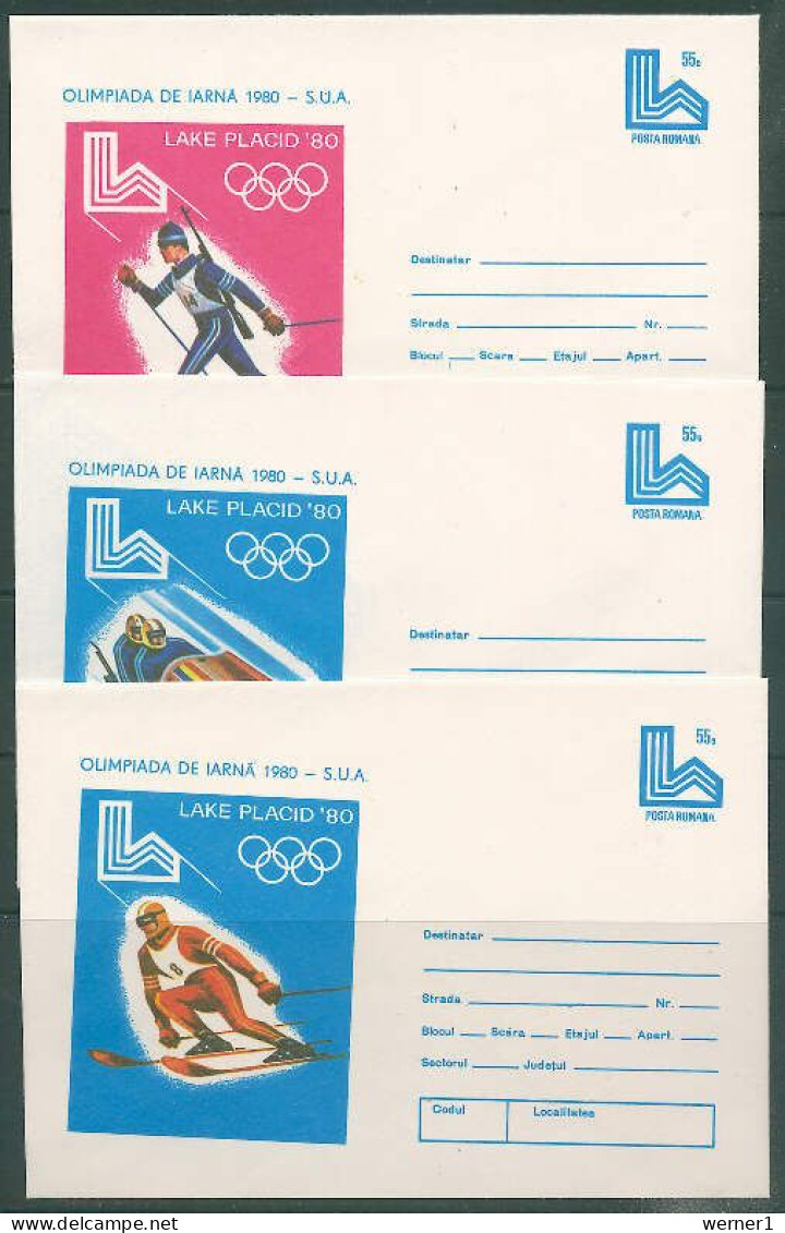 Romania 1979 Olympic Games Lake Placid Set Of 6 Commemorative Covers - Inverno1980: Lake Placid