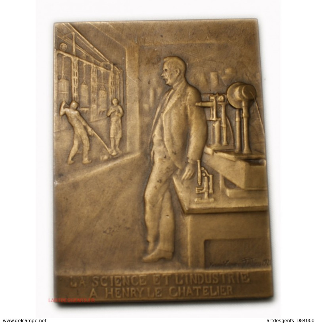 Médaille Plaque Henry LE CHATELIER, Science Par R. LAMOURDEDIEU 1921 - Royal / Of Nobility
