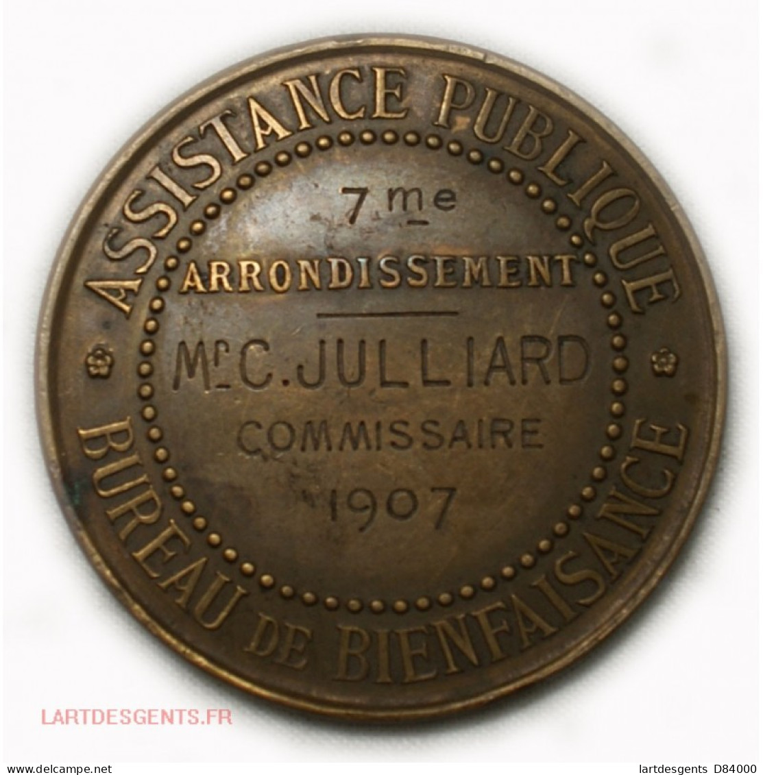 Médaille ASSISTANCE PUBLIQUE PARIS 1907, 7° Par O.ROTY - Royaux / De Noblesse