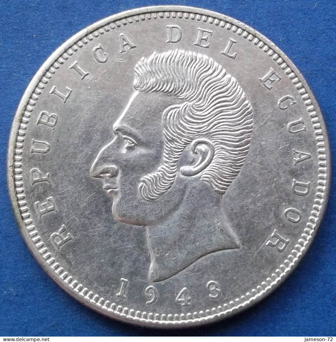 ECUADOR - Silver 5 Sucres 1943 Mo KM# 79 Decimal Coinage (1872-1999) - Edelweiss Coins - Equateur