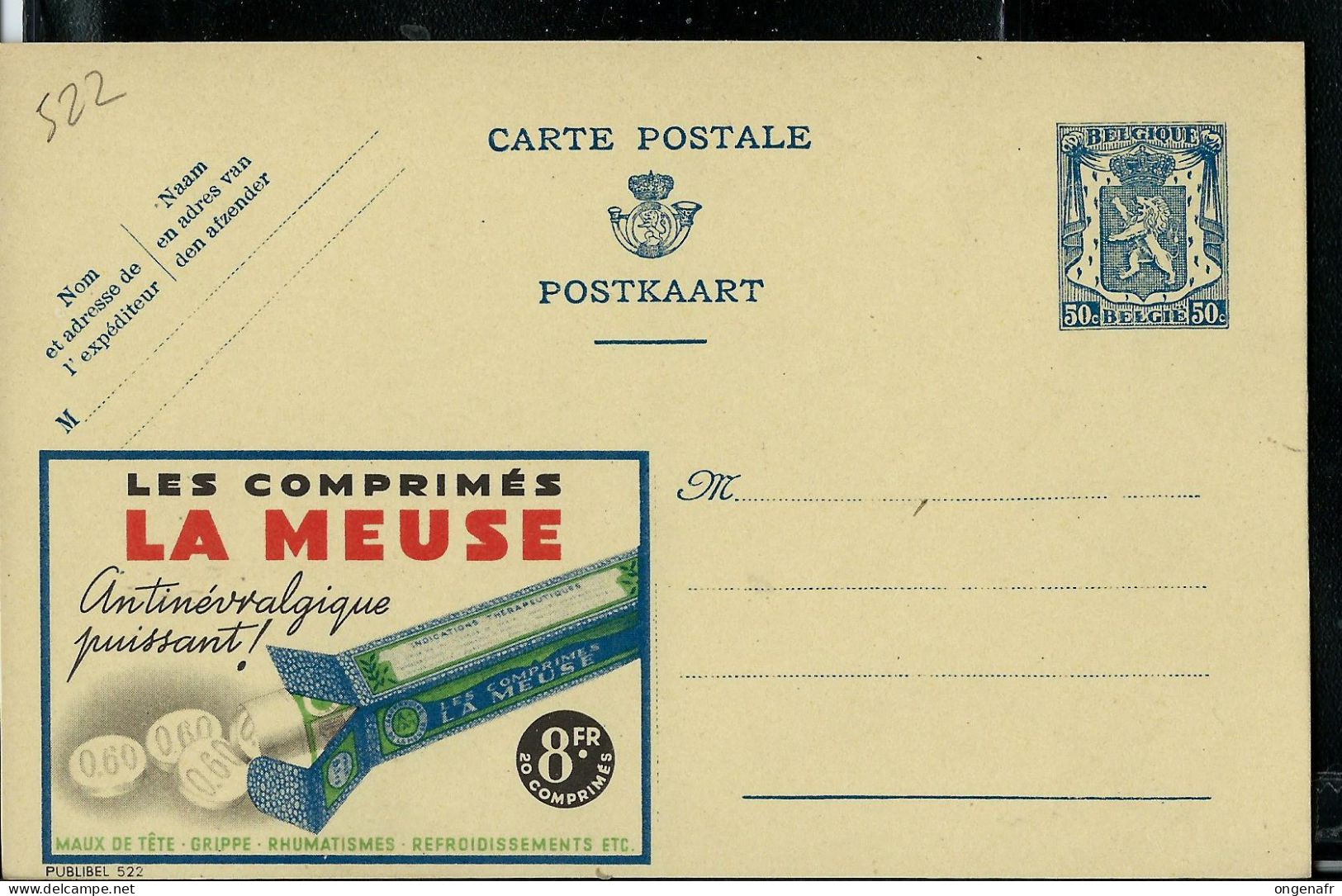 Publibel Neuve N° 522 ( Les Comprimés LA MEUSE  - Médicament - Pharmacie ) - Werbepostkarten