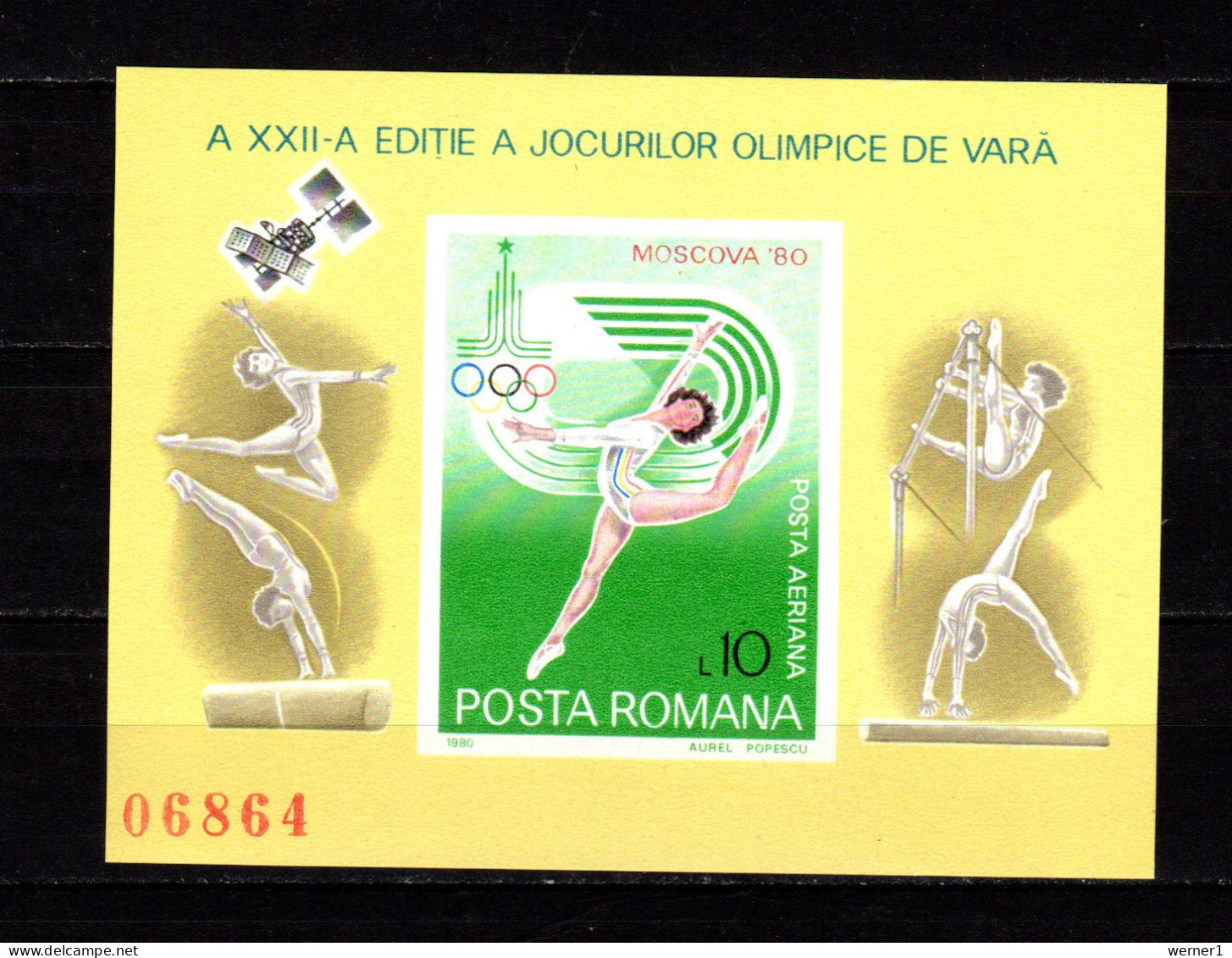 Romania 1980 Olympic Games Moscow, Space, Gymnastics S/s Imperf. MNH - Sommer 1980: Moskau