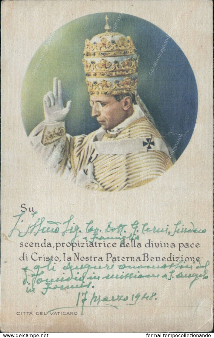 Cs546 Cartolina Papa Pio XII Benedizione Giubileo - Artisti