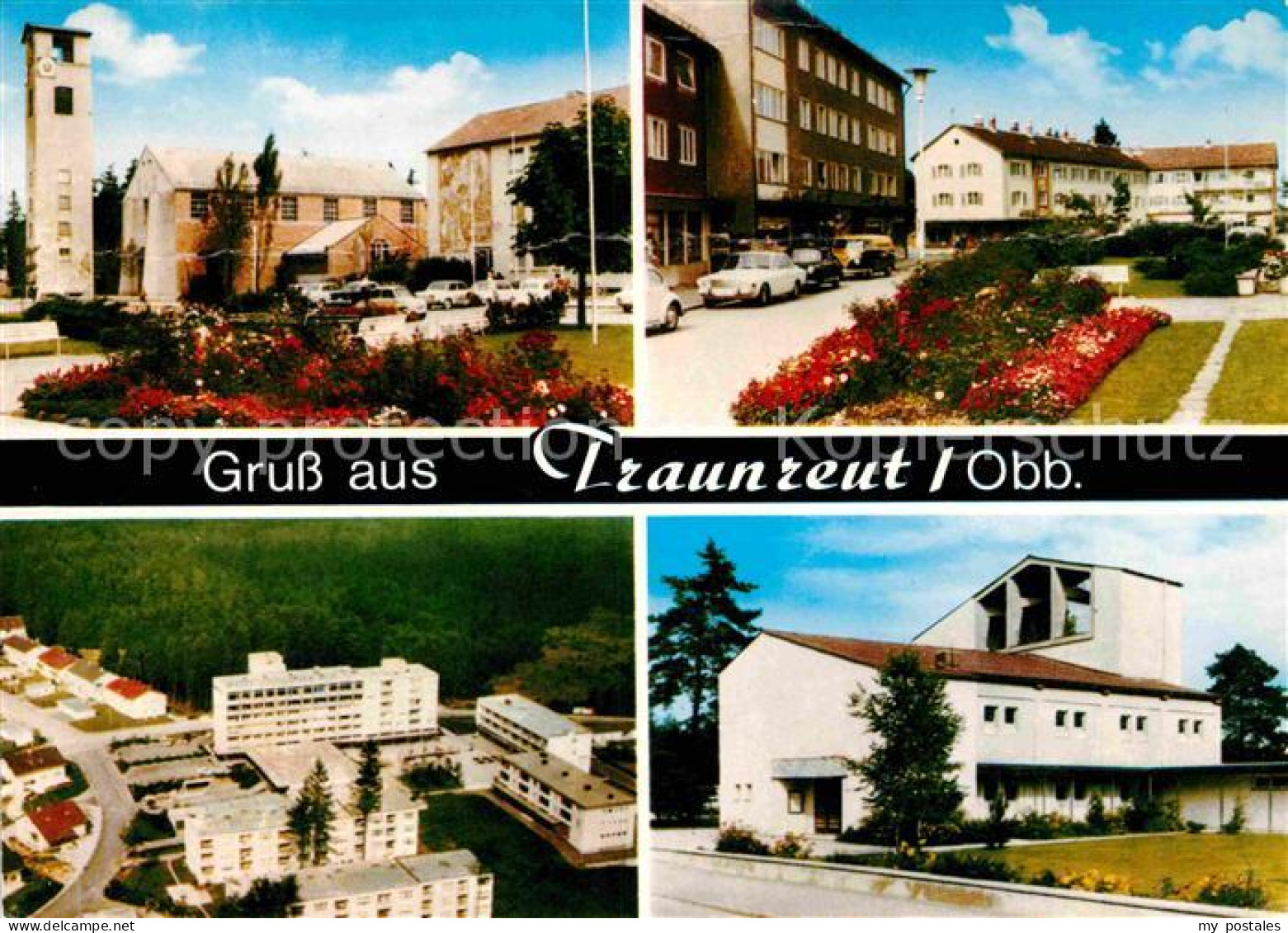 72775068 Traunreut Fliegeraufnahme Kirche Traunreut - Autres & Non Classés