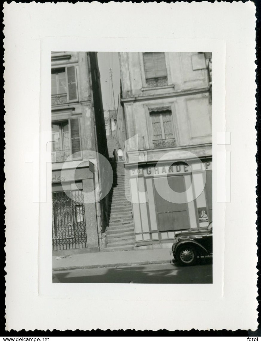 1956 ORIGINAL AMATEUR PHOTO FOTO VOITURE ESCALIERS MAGAZIN RENAULT JUVEQUATTRE FRANCE AT146 - Cyclisme