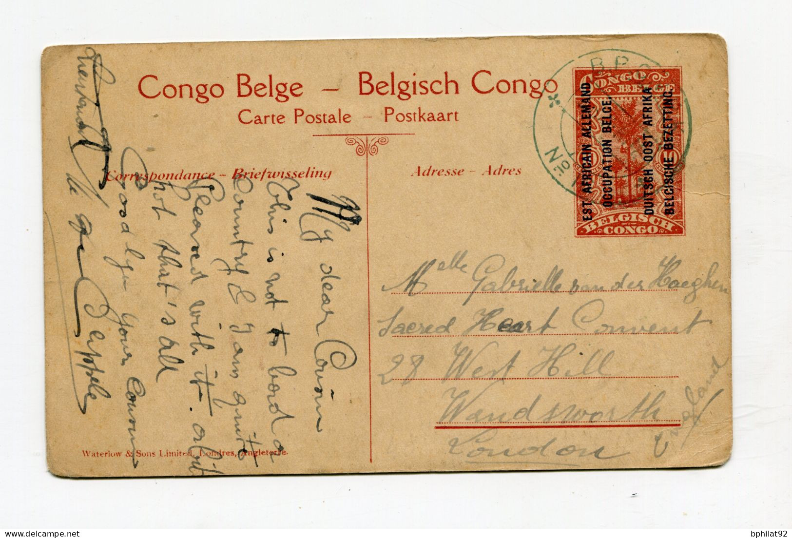 !!! ENTIER POSTAL DU CONGO BELGE POUR LONDRES, CACHET BPCVPK - Briefe U. Dokumente