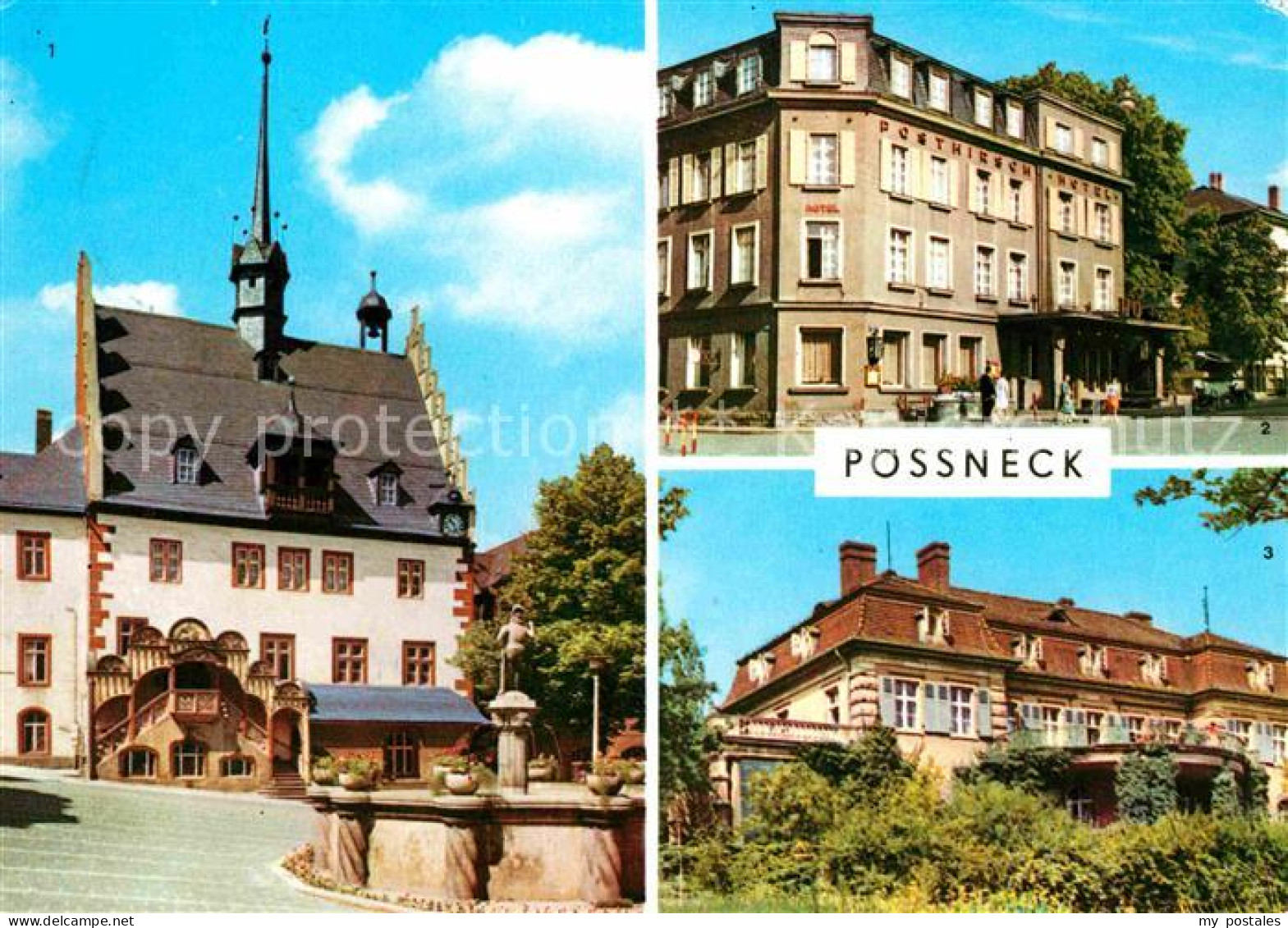 72774993 Poessneck Rathaus Posthirsch-Hotel Erholungsheim Dr. I.P. Semmelweis  P - Poessneck