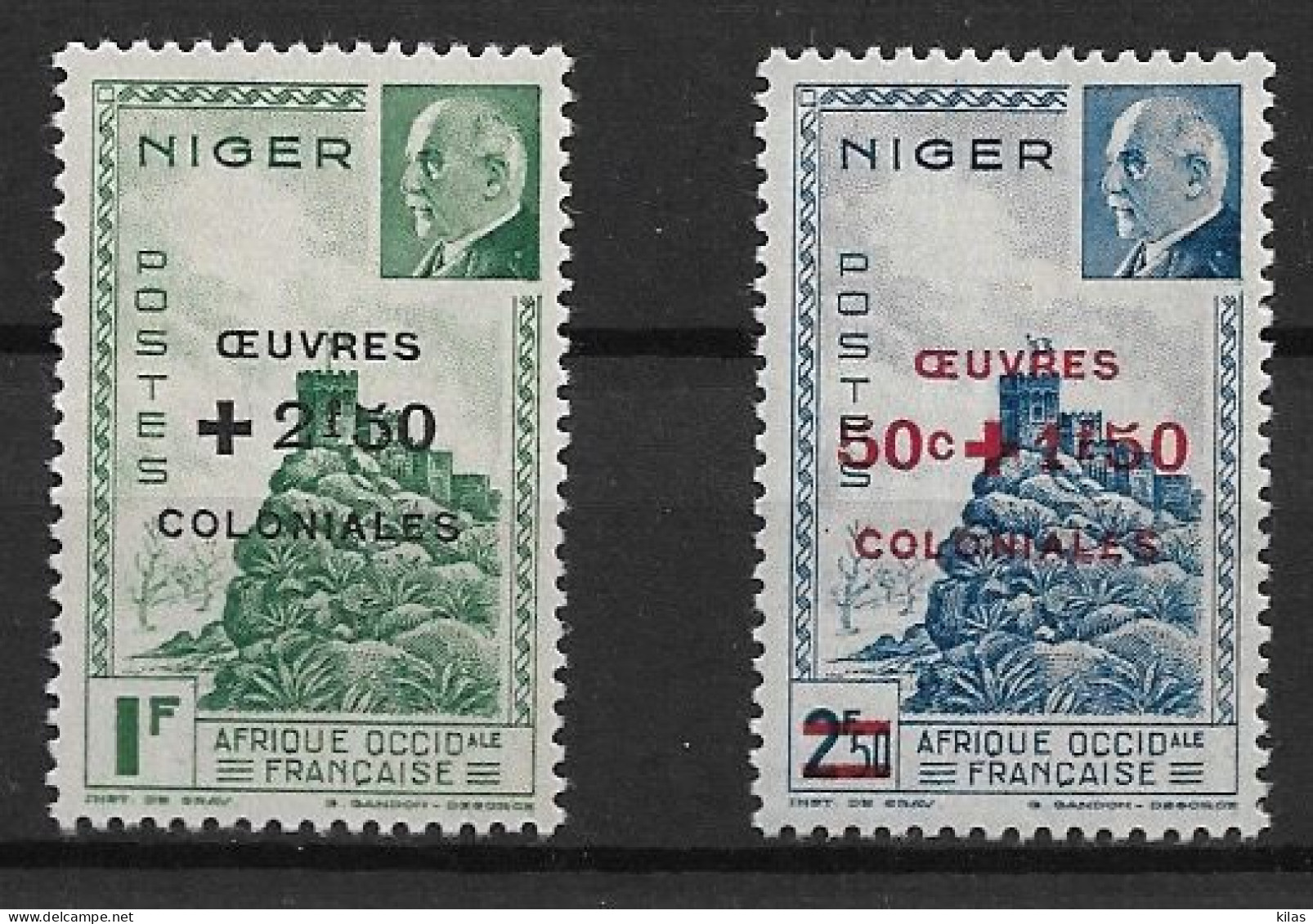 NIGER 1944 Maréchal Pétain, Surchargés – Œuvres Coloniales MNH - 1944 Maréchal Pétain, Surchargés – Œuvres Coloniales