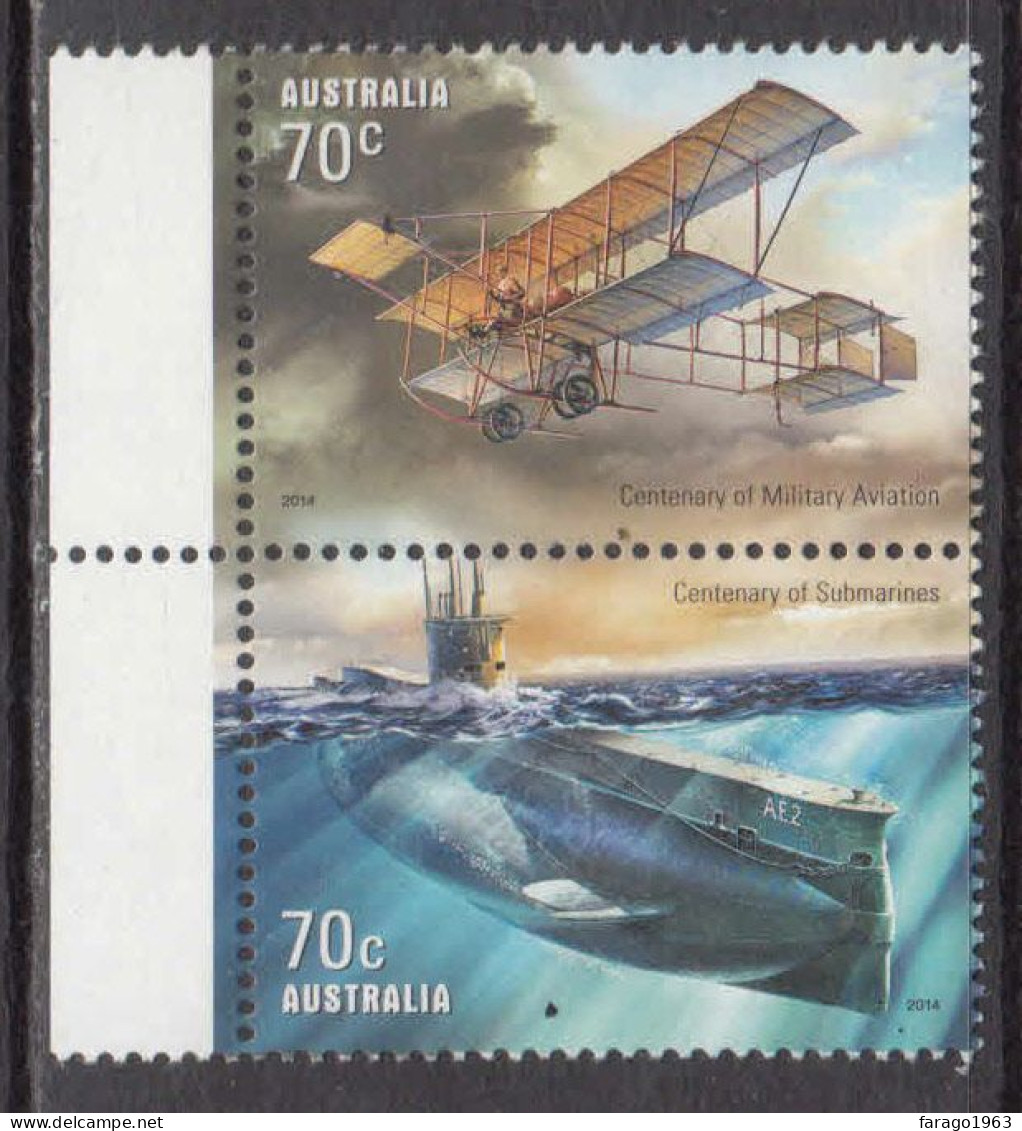 2014 Australia Military Vehicles Airplane Submarine Aviation Complete Pair MNH - Neufs