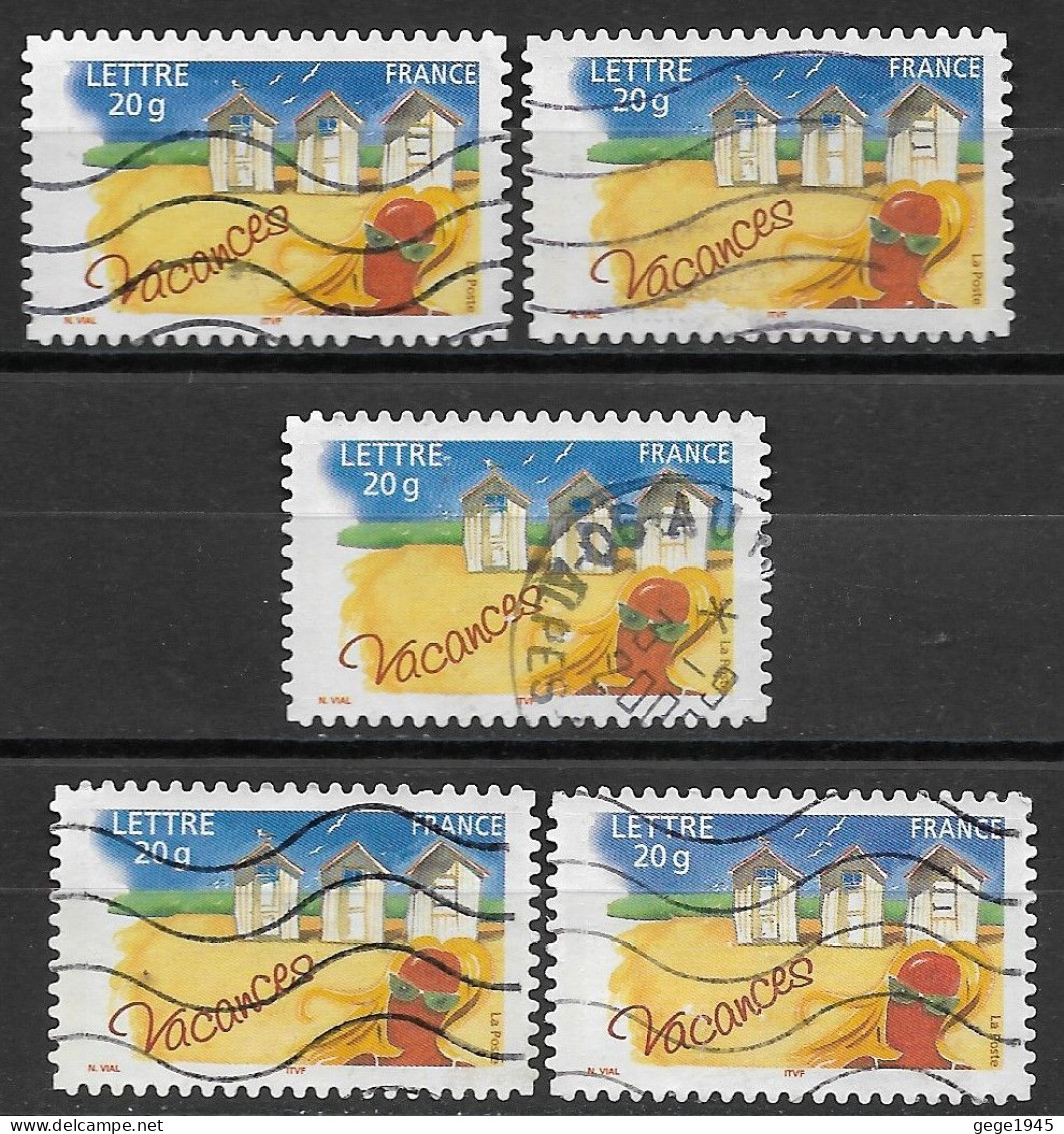 France 2005 Oblitéré   Autoadhésif  N°  53  Ou N°  3788  Vacances  ( 5 Exemplaires ) - Used Stamps