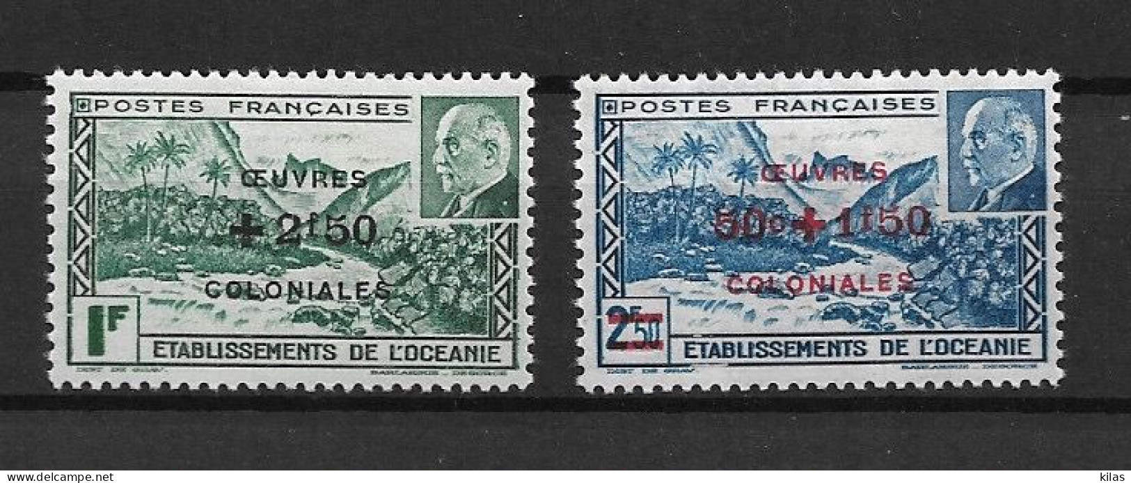 OCEANIE 1944 Maréchal Pétain, Surchargés – Œuvres Coloniales MNH - 1944 Maréchal Pétain, Surchargés – Œuvres Coloniales