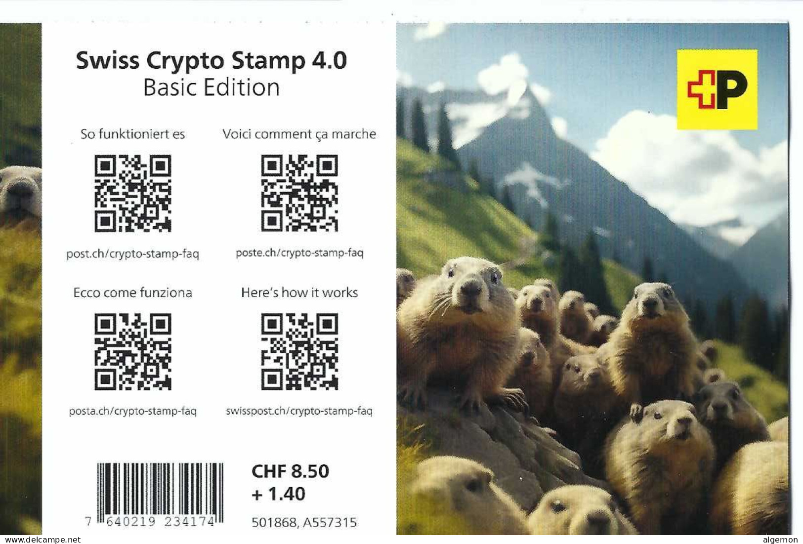 2024 Swiss Crypto Stamp 4.0 - ID 17 Swimming Natation ** Marmotte Tirage 7500 Exemplaires ! - Ongebruikt
