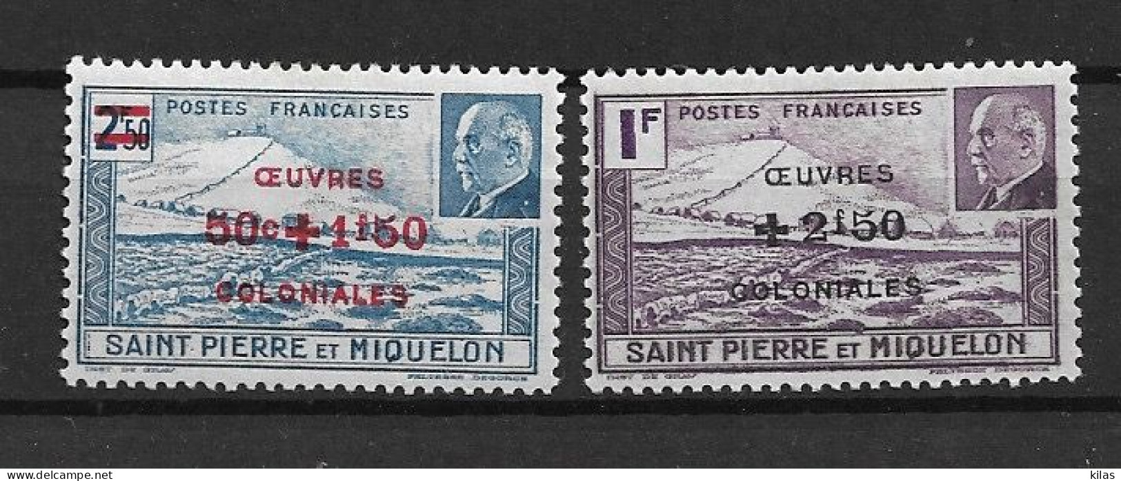 ST PIERRE ET MIQUELON 1944 Maréchal Pétain, Surchargés – Œuvres Coloniales MNH - 1944 Maréchal Pétain, Surchargés – Œuvres Coloniales