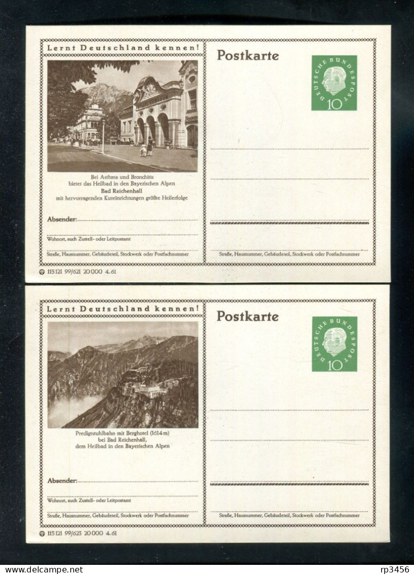 "BUNDESREPUBLIK DEUTSCHLAND" 1961, 2 Bildpostkarten Je Mit Bild "BAD REICHENHALL" (R2011) - Geïllustreerde Postkaarten - Ongebruikt