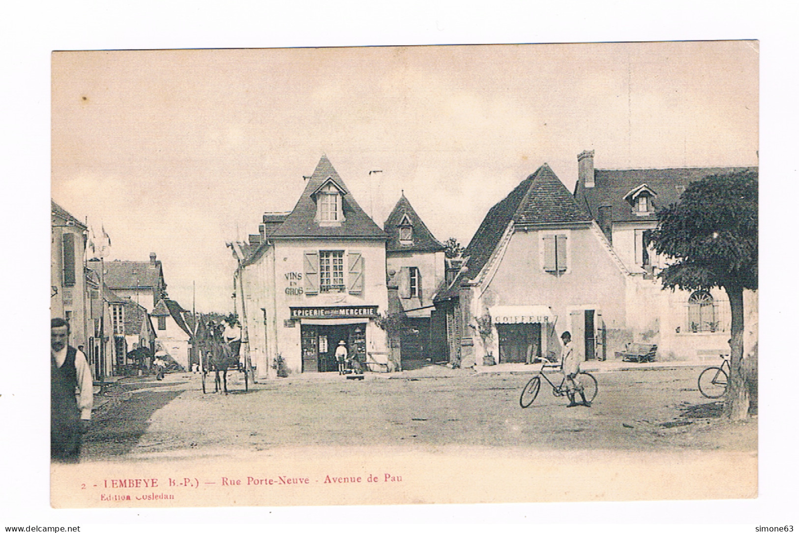 D 64  - Cpa -  LEMBEYE - RUE PORTE NEUVE - AVENUE DE PAU - Lembeye