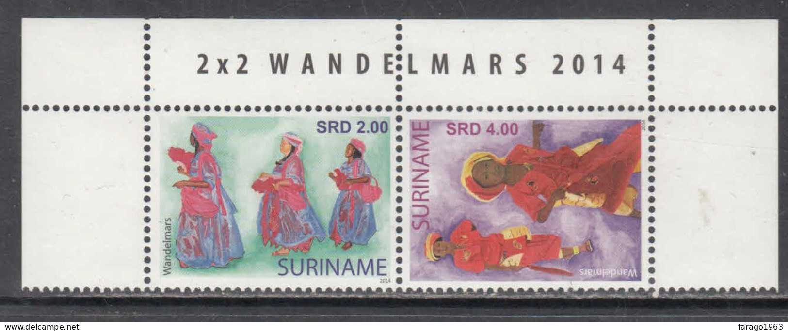 2014 Suriname Surinam Wandelmars Costumes Complete Pair MNH - Suriname