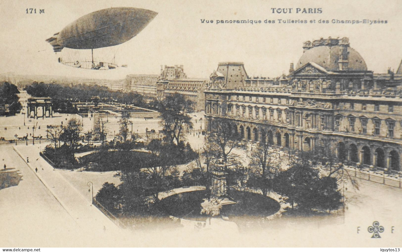 CPA. [75] > TOUT PARIS > N° 171 M - VUE PANORAMIQUE DES TUILERIES ET DES CHAMPS-ELYSEES - TBE - Panorama's