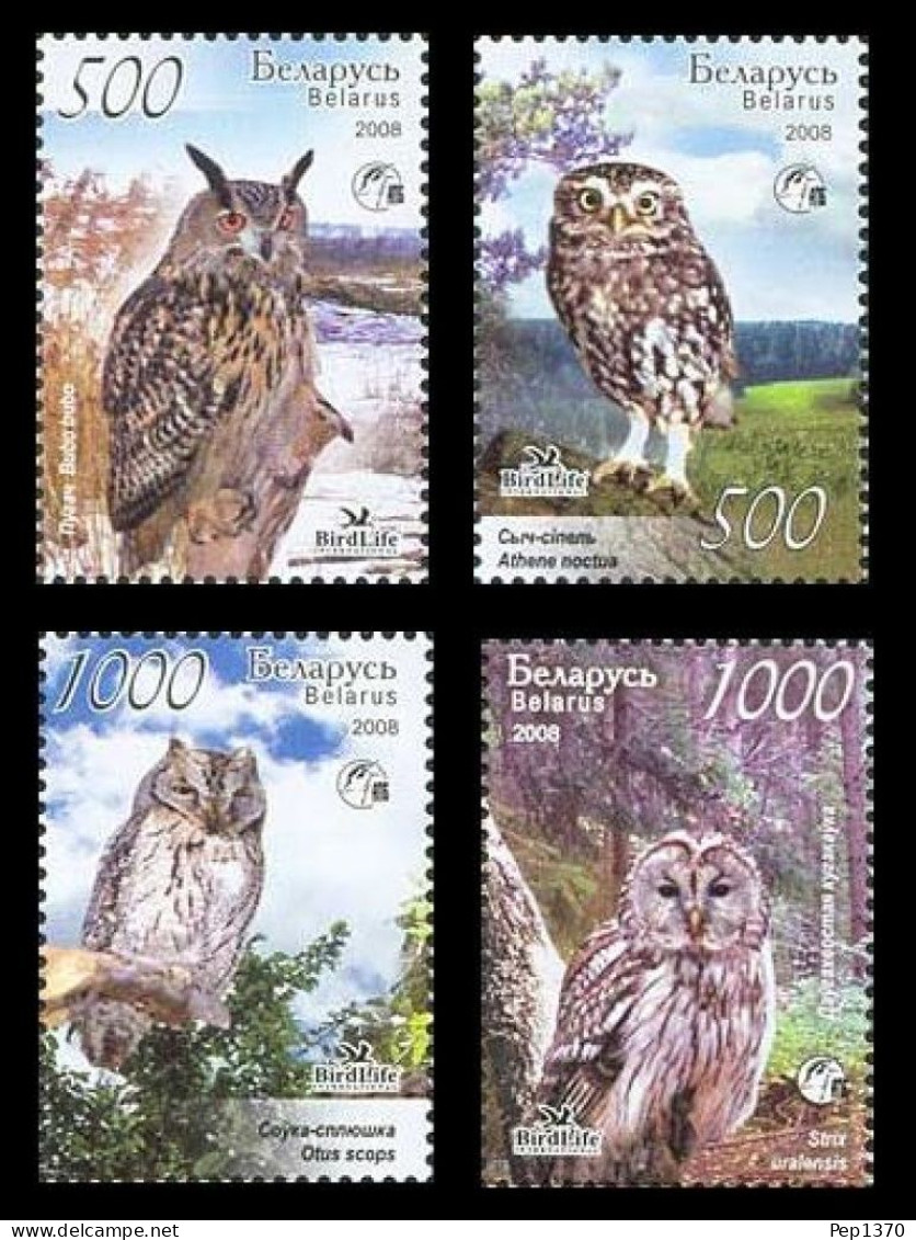 BIELORUSIA 2008 - BELARUS - FAUNA - PAJAROS - AVES - BUHOS- YVERT 662/665** - Uilen