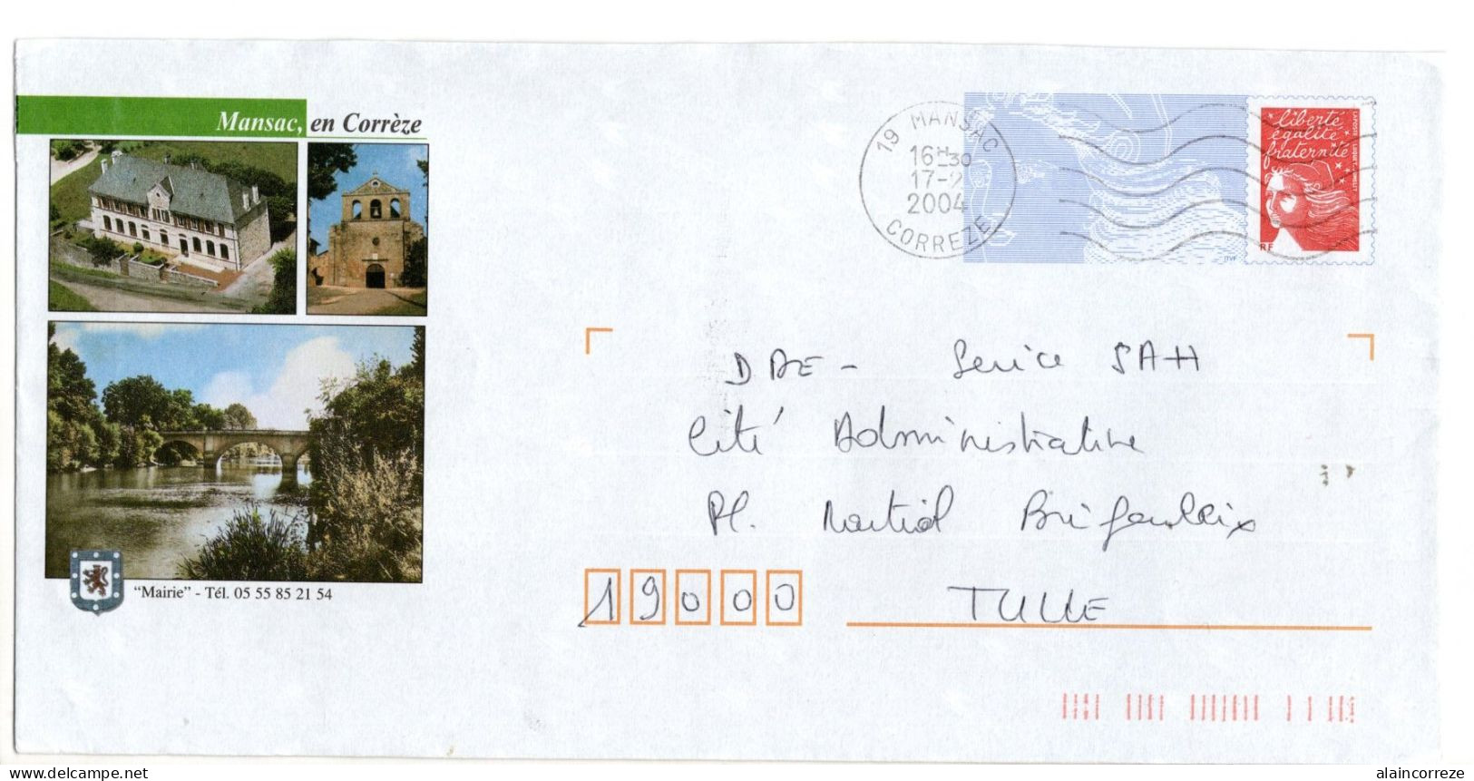 Entier Postal PAP Local Personalisé Corrèze. Mansac Pont église Blason Lion - PAP: Aufdrucke/Luquet