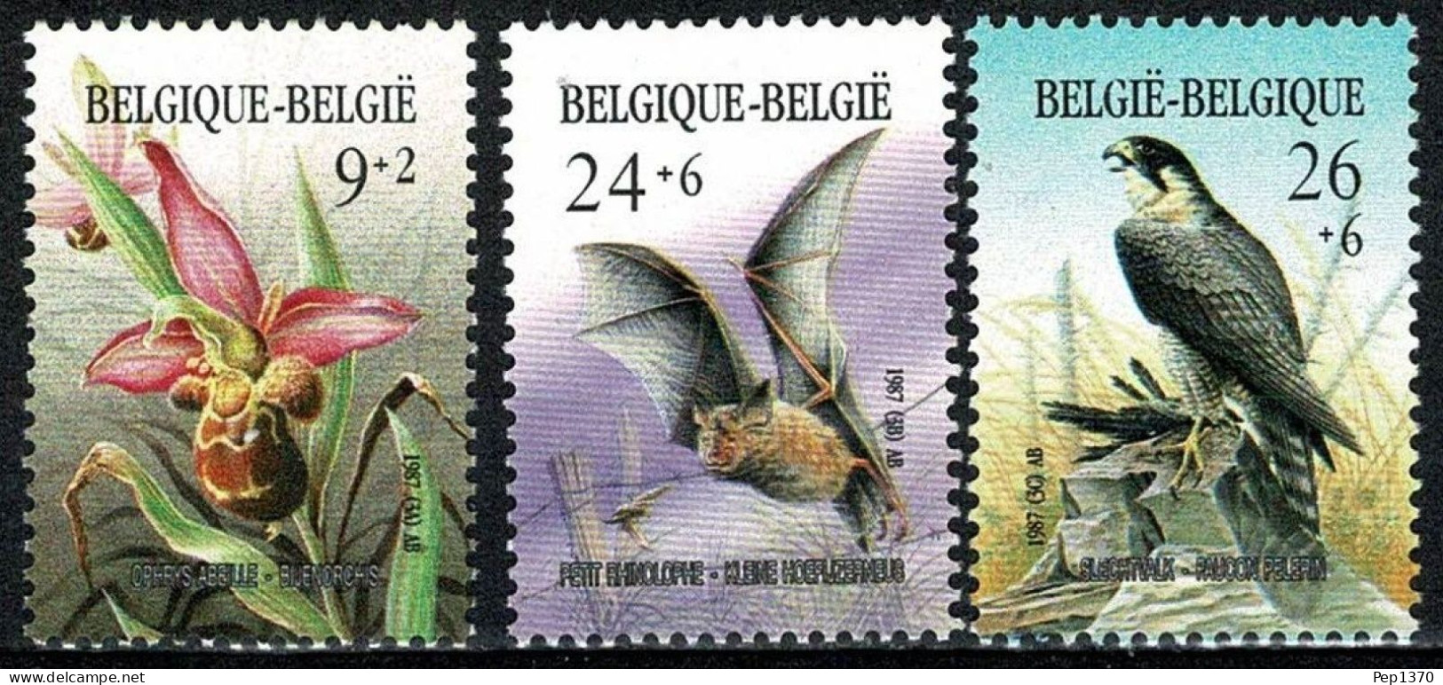 BELGICA 1987 - BELGIQUE - BELGIUM - FLORES Y PAJAROS - YVERT Nº 2244/2246** - Orchids