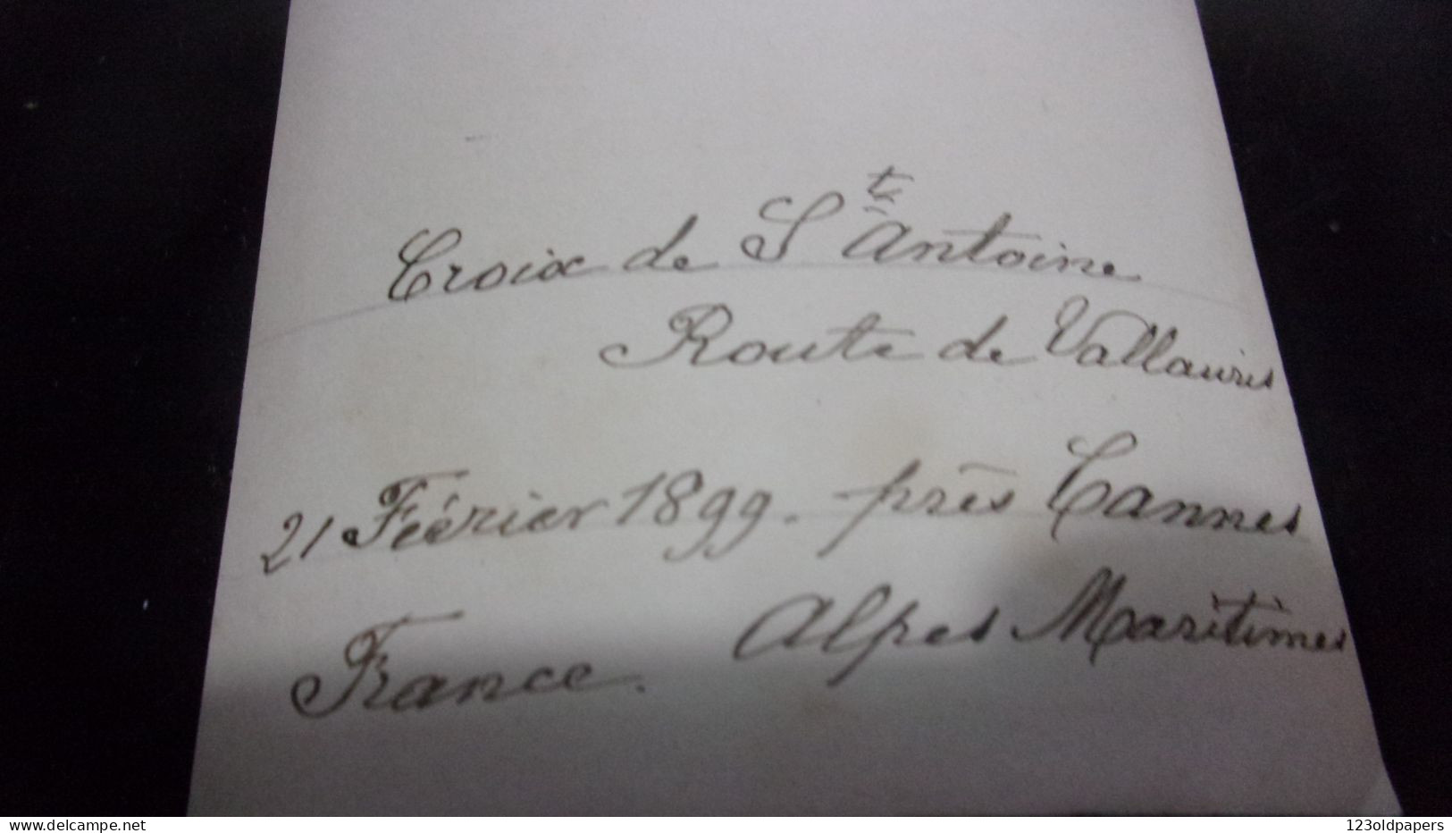 06 BELLE PHOTO DE  VALLAURIS LEGENDE FEVRIER 1899  CROIX DE ST ANTOINE ROUTE DE VALLAURIS - Vallauris