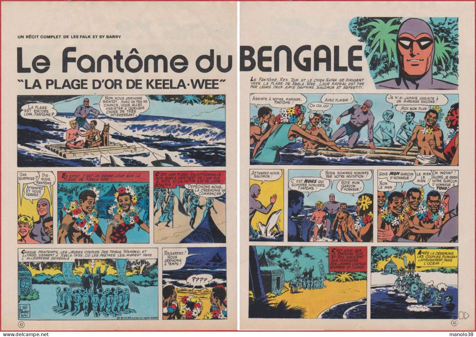 Le Fantôme Du Bengale." La Plage D'or De Keela-Wee ". Histoire Complète De Lee Falket Sy Barry. Bande Dessinée. BD. 1975 - Colecciones