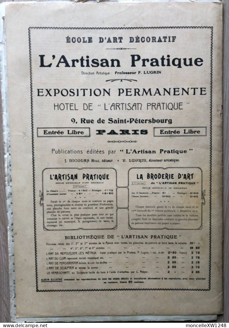 L'Artisan Pratique N°98 - Revue Mensuelle Début XXème Art Déco 1912 - Home Decoration