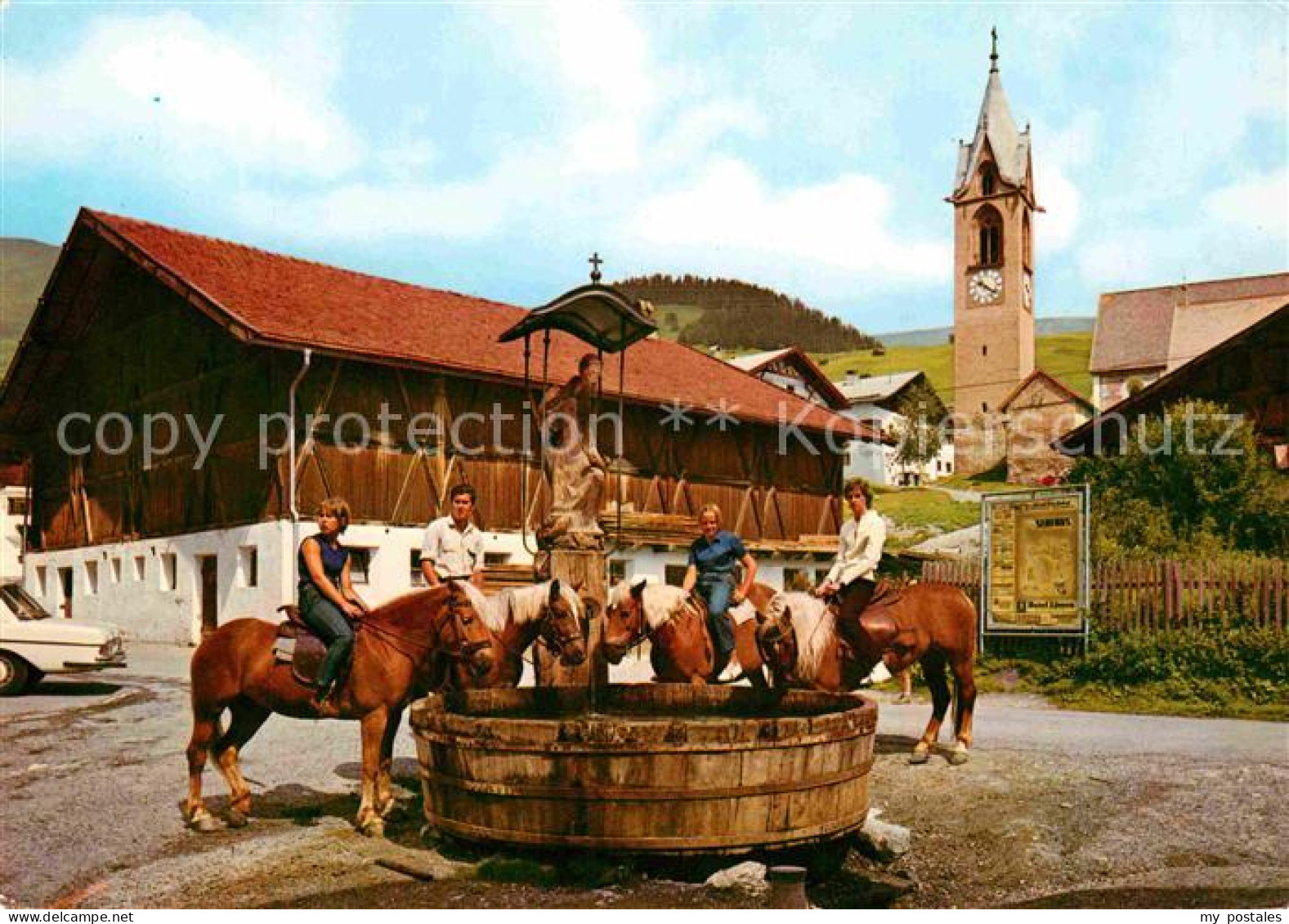 72772086 Serfaus Tirol Pferde Am Brunnen Oberinntal Serfaus - Other & Unclassified