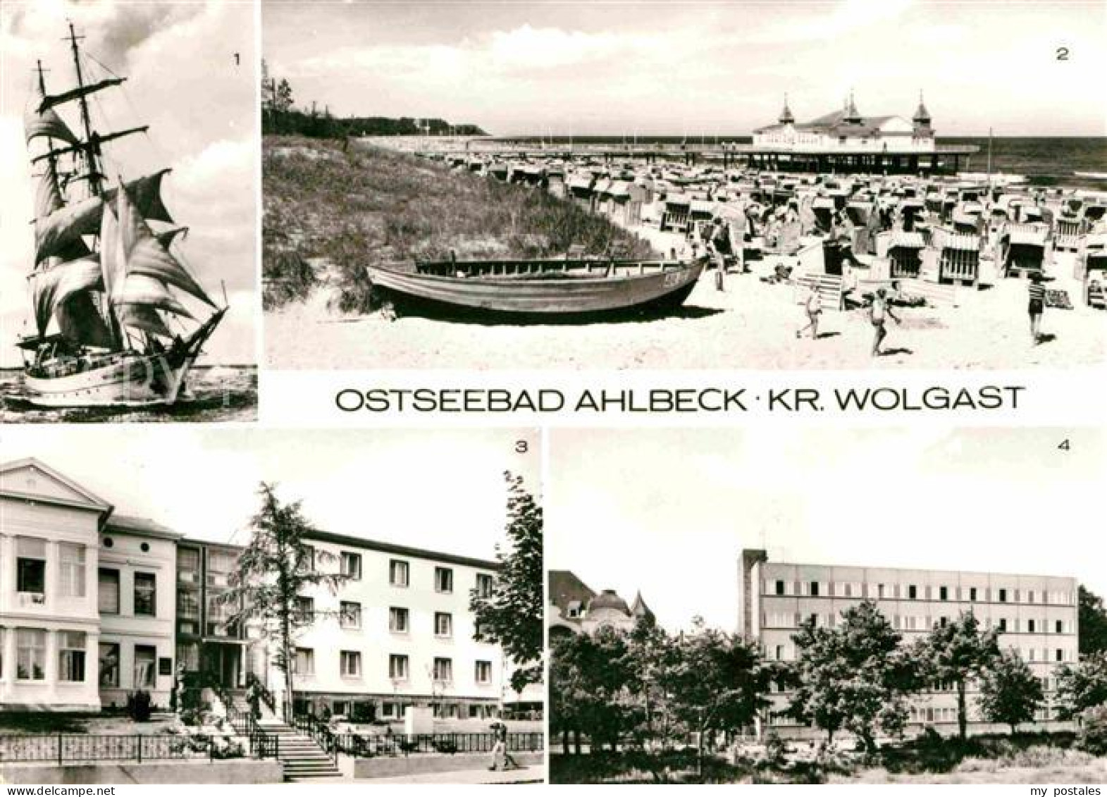 72772056 Ahlbeck Ostseebad Strand Seebruecke Segelschulschiff Wilhelm Pieck Heri - Andere & Zonder Classificatie