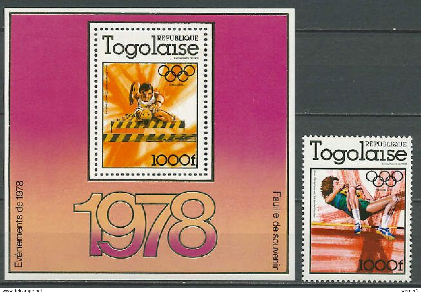Togo 1978 Olympic Games Moscow, Athletics Stamp + S/s MNH - Ete 1980: Moscou