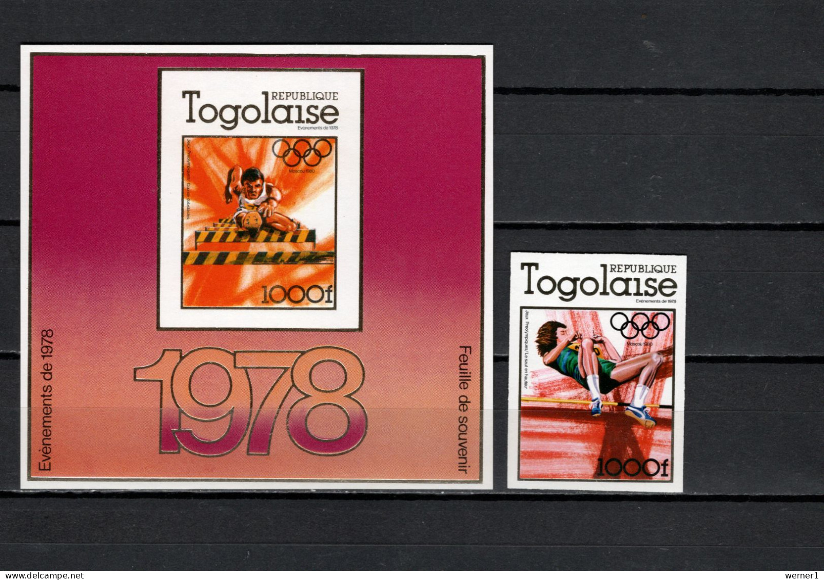 Togo 1978 Olympic Games Moscow, Athletics Stamp + S/s Imperf. MNH -scarce- - Sommer 1980: Moskau