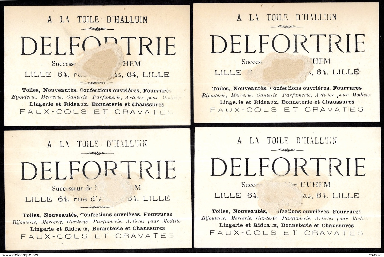 (Lot De 4) CHROMO "A LA TOILE D'HALLUIN" DELFORTRIE 59 LILLE Nord - Chansons Lilloises De DESROUSSEAUX (voir état) - Other & Unclassified