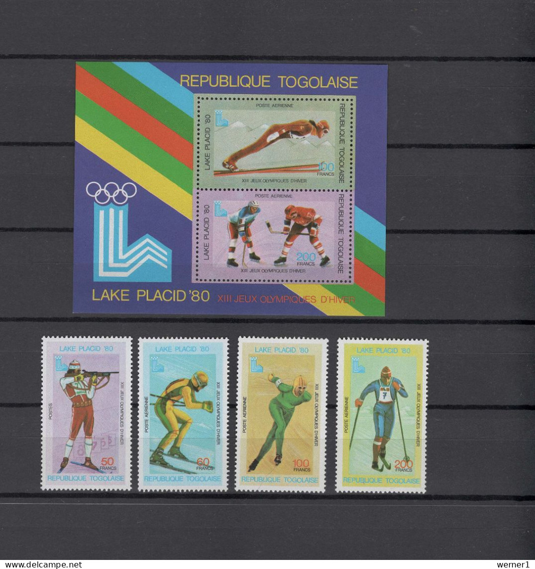 Togo 1980 Olympic Games Lake Placid Set Of 4 + S/s MNH - Inverno1980: Lake Placid