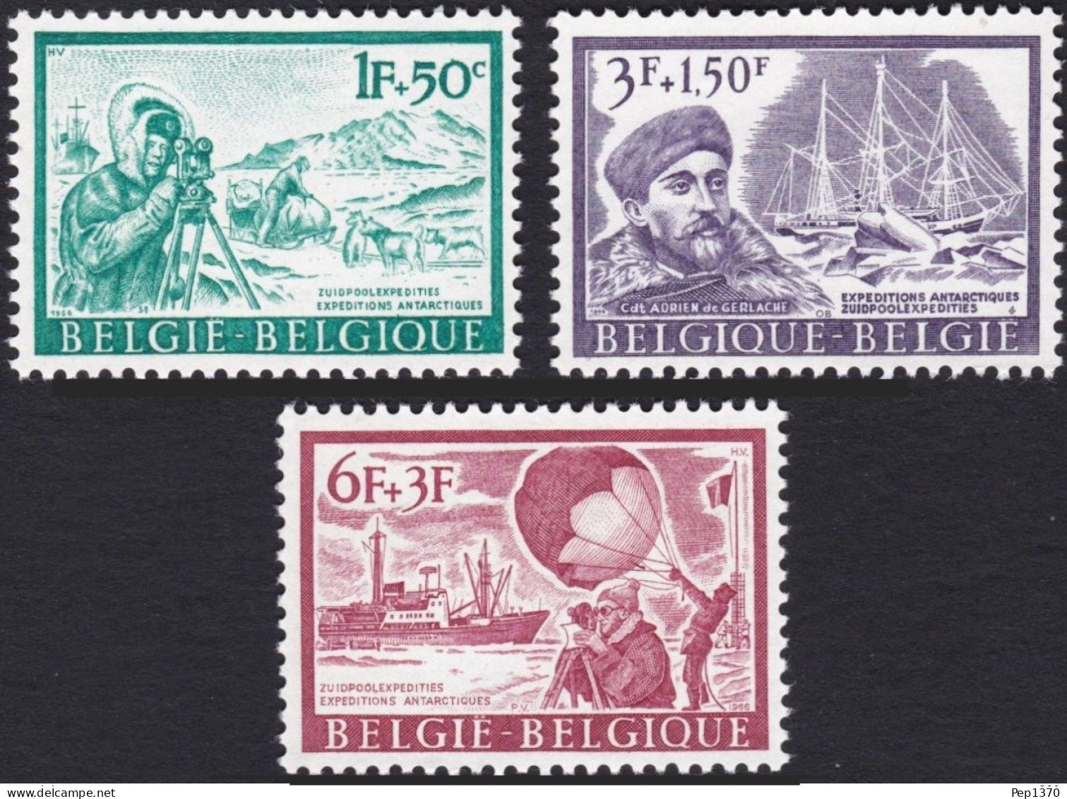 BELGICA 1966 - BELGIQUE - BELGIUM - EXPEDICION ANTARTICA - YVERT Nº 1391/1393** - Antarktis-Expeditionen