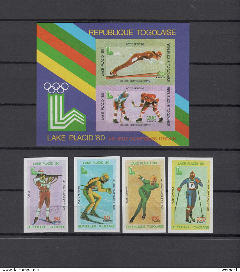 Togo 1980 Olympic Games Lake Placid Set Of 4 + S/s Imperf. MNH -scarce- - Inverno1980: Lake Placid