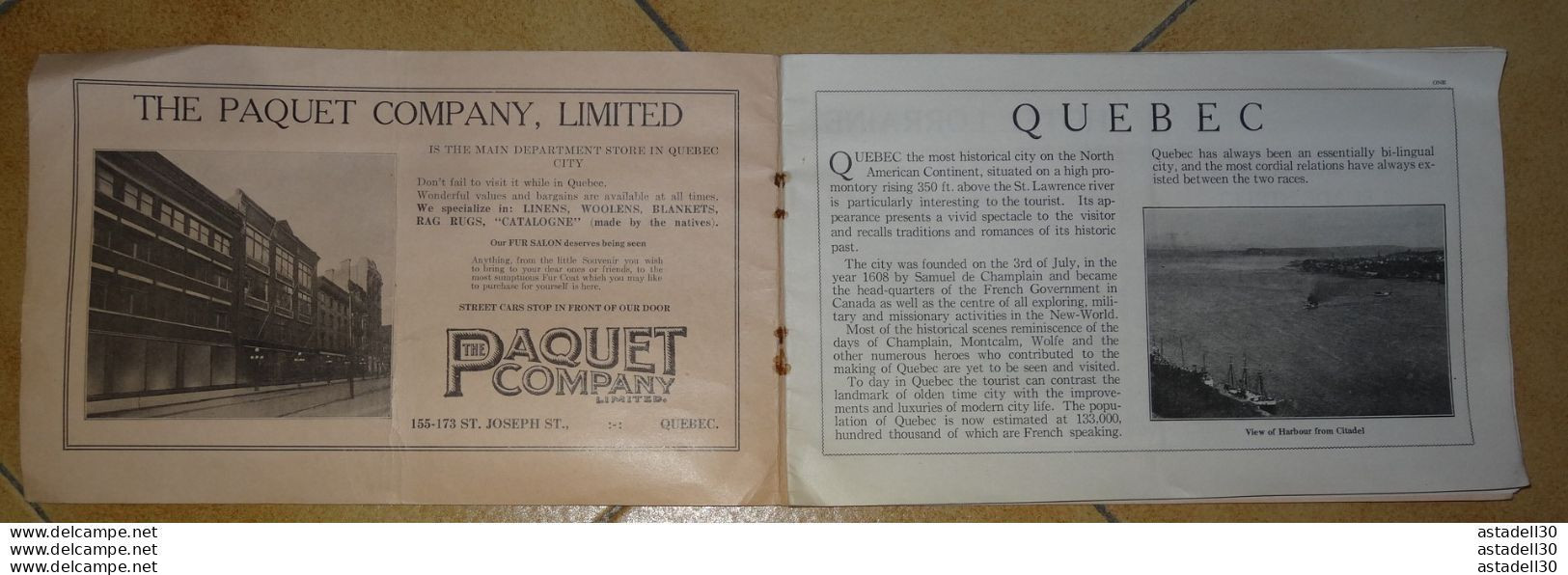 Dépliant CANADA : QUEBEC TOURIST GUIDE , 1930's .........Caisse-40 - Tourism Brochures