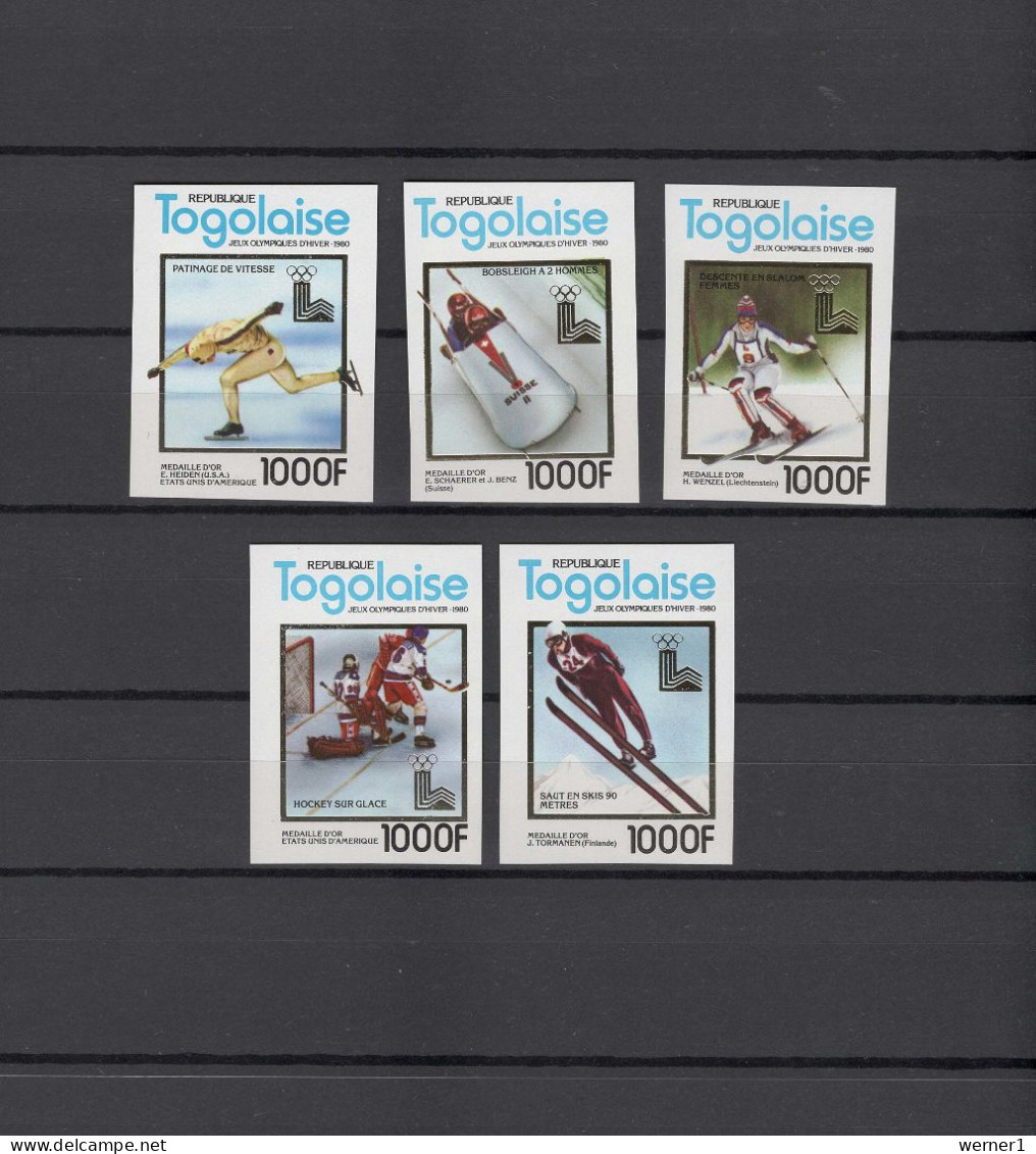 Togo 1980 Olympic Games Lake Placid Set Of 5 Imperf. MNH -scarce- - Invierno 1980: Lake Placid