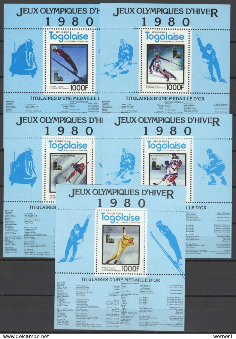 Togo 1980 Olympic Games Lake Placid Set Of 5 S/s MNH -scarce- - Winter 1980: Lake Placid
