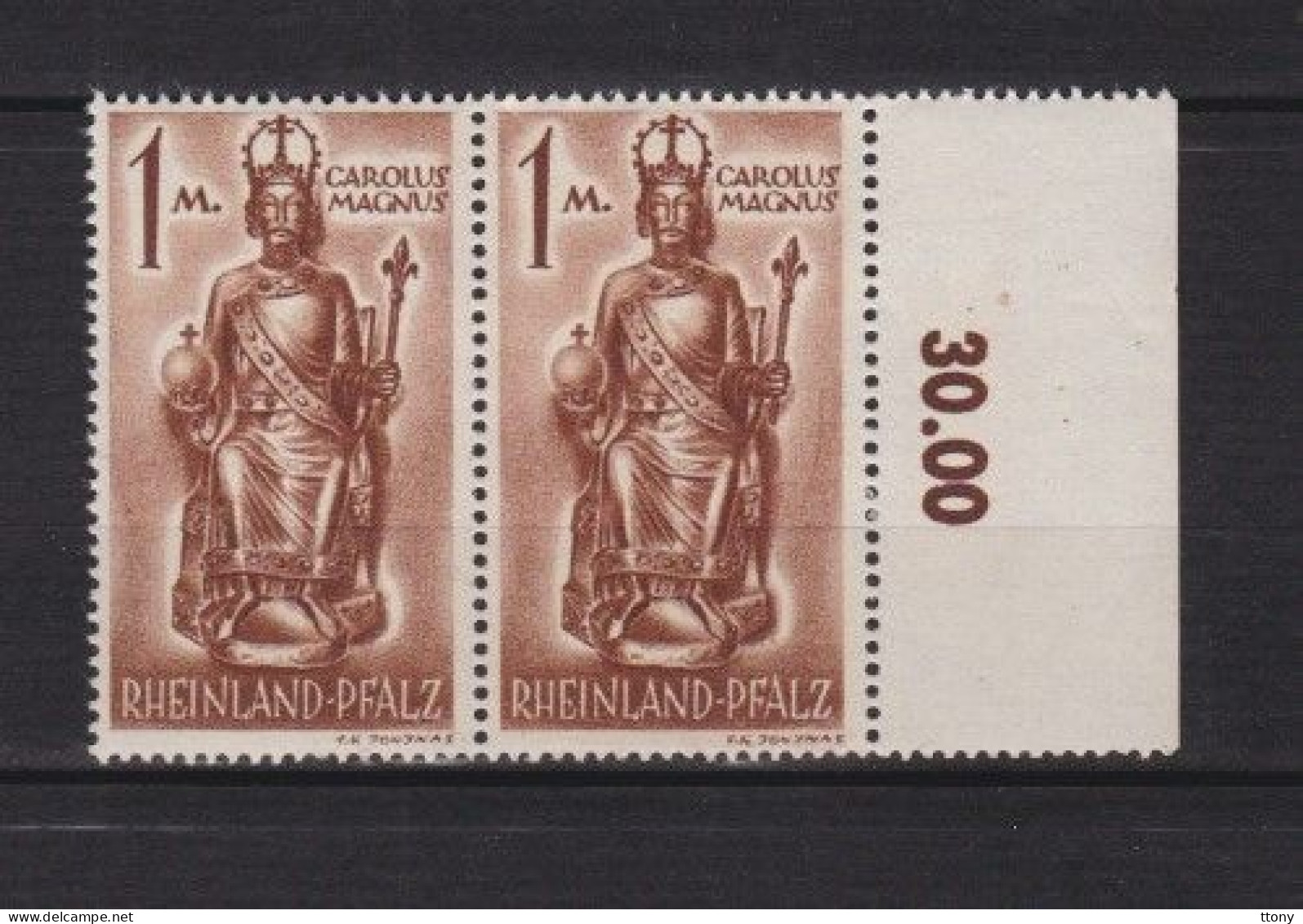 Une Paires   Timbres   1 Mark   **    Bord De Feuille   Zone Française   Rheinland Pfalz - Rijnland-Palts