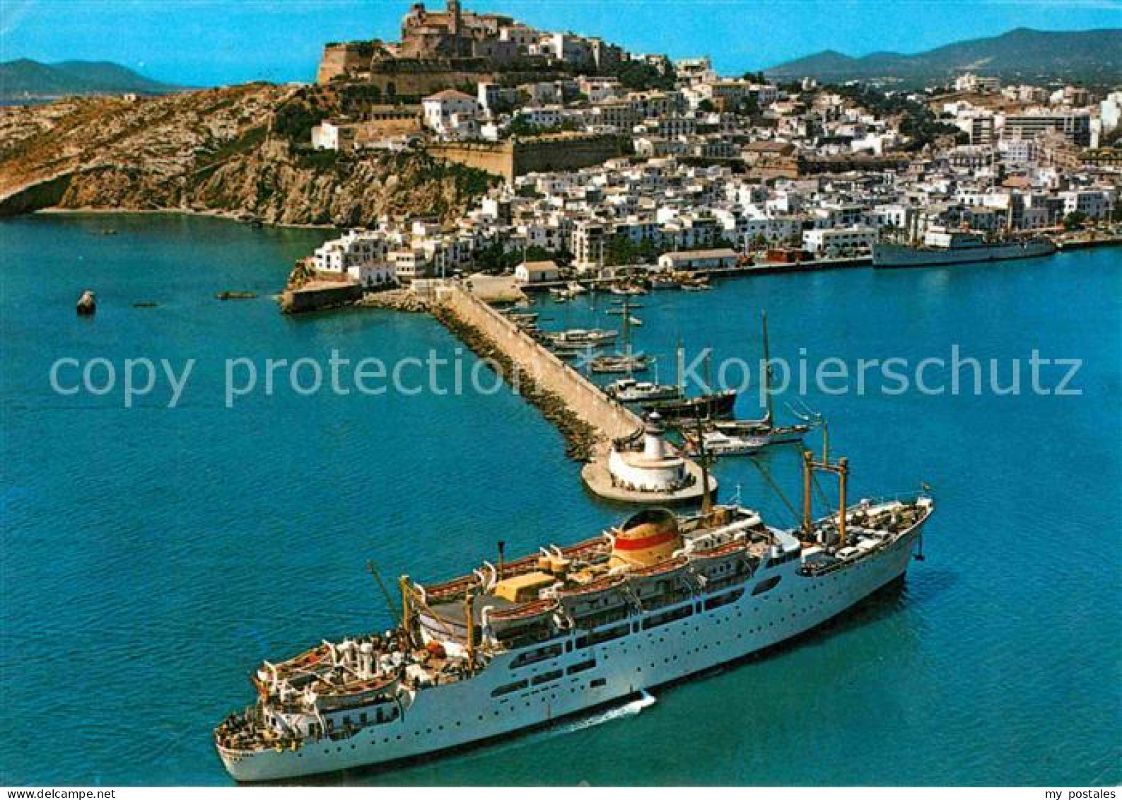 72771043 Ibiza Islas Baleares Hafen Passagierschiff Faehre Fliegeraufnahme Ibiza - Andere & Zonder Classificatie